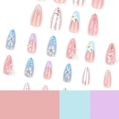 Pearl Veil Pearl Floral Stiletto Press-On Nails applied