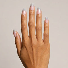 Champagne Glow short square press-on nails with soft French ombre and champagne shimmer accents