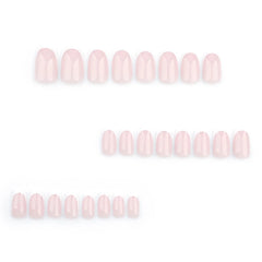 Bare Nude French Tip Square Press-On Nails on hand
