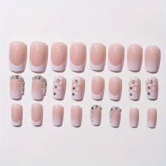 Rosé Spark press-on nails on hand