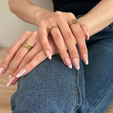 Nailora Pink Chrome French Almond Press-On Nails (24 Pcs)