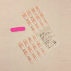 Blush Diamond Rhinestone Ombre Square Press-On Nails on hand