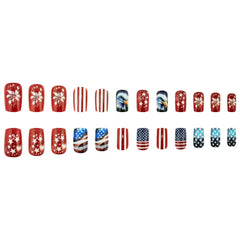 Liberty Spark Red White Blue Patriotic American Flag Eagle Fireworks Square Press-On Nails applied