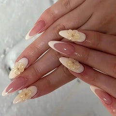 Peach Bloom almond press-on nails