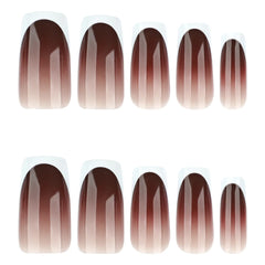 Cashmere Fade Brown French Square Press-On Nails applied