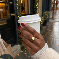 Cherry Muse glossy red short square press-on nails styled for everyday statement wear