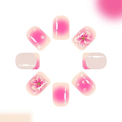 Blush Bloom Blush 3D Floral French Square Press-On Nails close-up