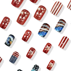 Liberty Spark Red White Blue Patriotic American Flag Eagle Fireworks Square Press-On Nails on hand