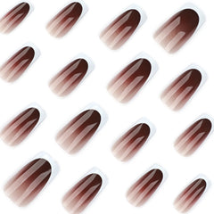 Cashmere Fade Brown French Square Press-On Nails close-up