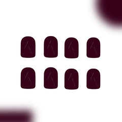 Plum Noir Glossy Deep Plum Short Square Press-On Nails applied
