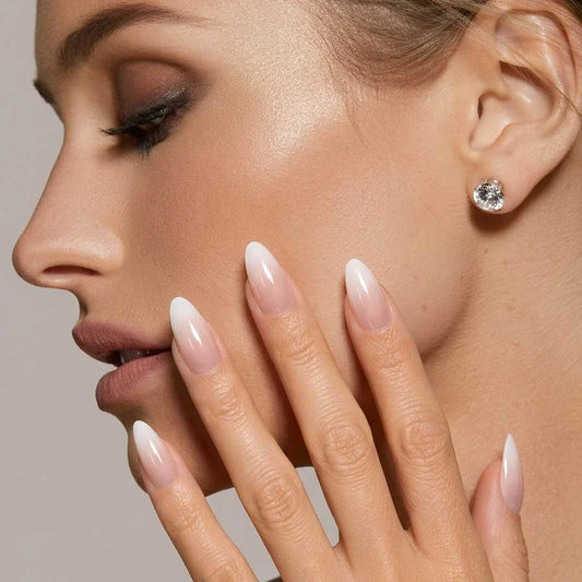 French ombre almond nails nude white press-on nail trend guide