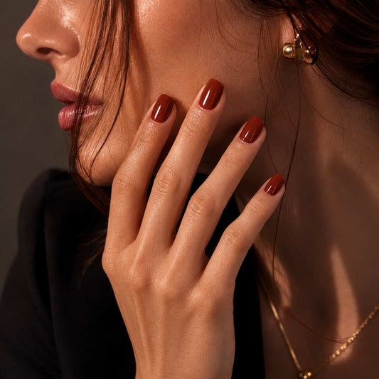 Press-on nail application tools with jelly adhesive tabs, nail file, and cuticle pusher
