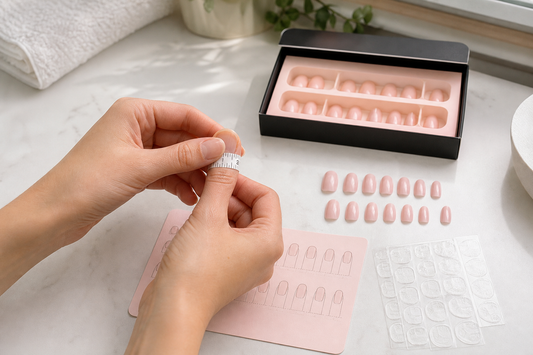Measuring natural nail width to choose the correct press-on nail size
