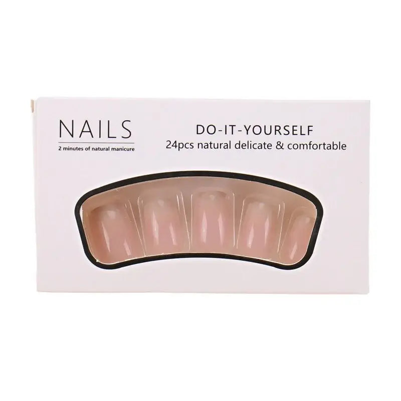 Rosy Glow press-on nails applied