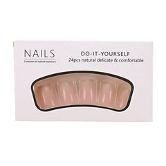 Rosy Glow press-on nails applied