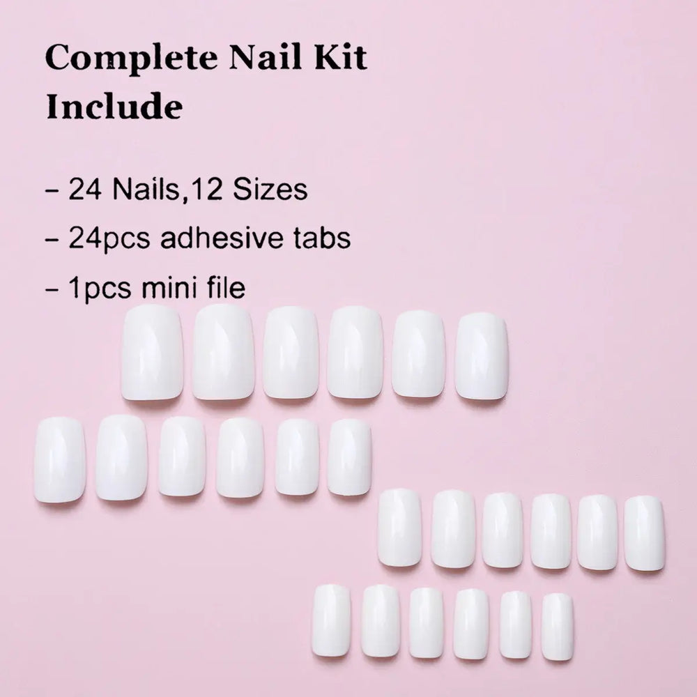 White Veil press-on nails applied