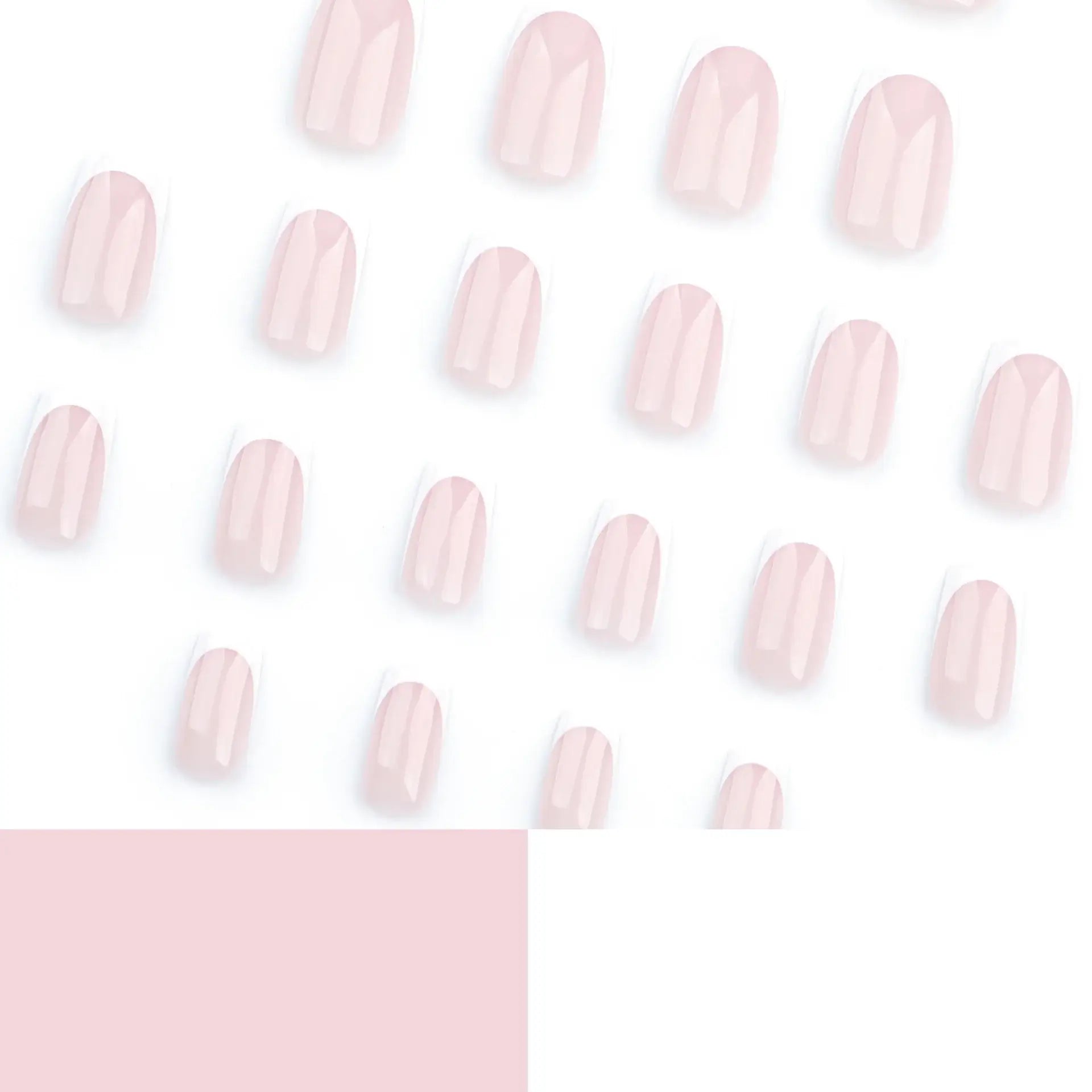 Bare Nude French Tip Square Press-On Nails applied