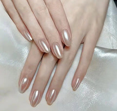 Glazed Blush almond press-on nails