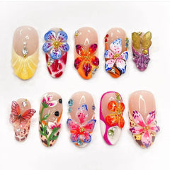 Bloom Escape press-on nails close-up