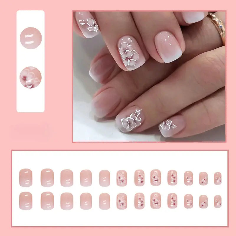 Ivory Bloom press-on nails on hand