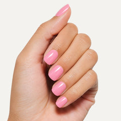 Nailora Bubblegum Pink Glossy Short Square Press-On Nails with soft bubblegum pink color, short square shape, glossy finish, and reusable salon-quality design