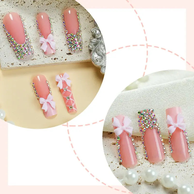 Pink Velvet press-on nails on hand
