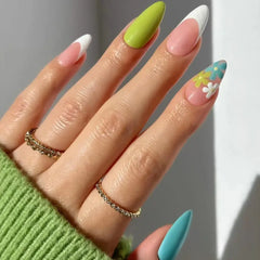 French Bloom almond press-on nails