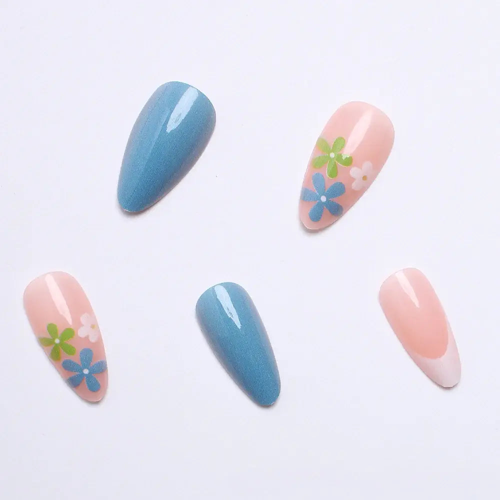 French Bloom press-on nails applied