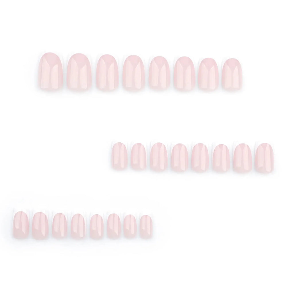 Bare Nude French Tip Square Press-On Nails on hand