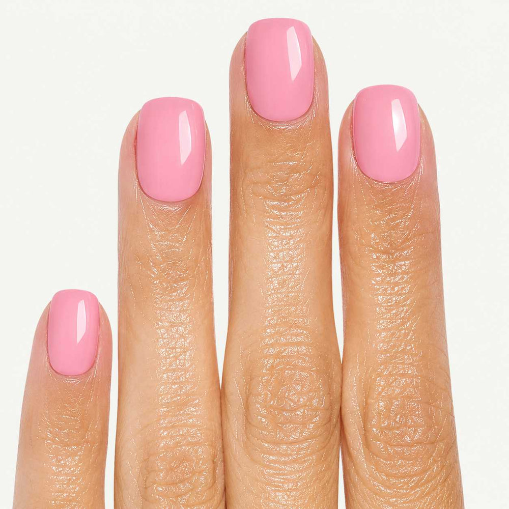 Close-up of Nailora Bubblegum Pink Glossy Short Square Press-On Nails highlighting soft bubblegum pink color, glossy finish, and premium salon-quality craftsmanship