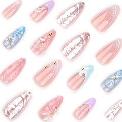 Pearl Veil Pearl Floral Stiletto Press-On Nails close-up