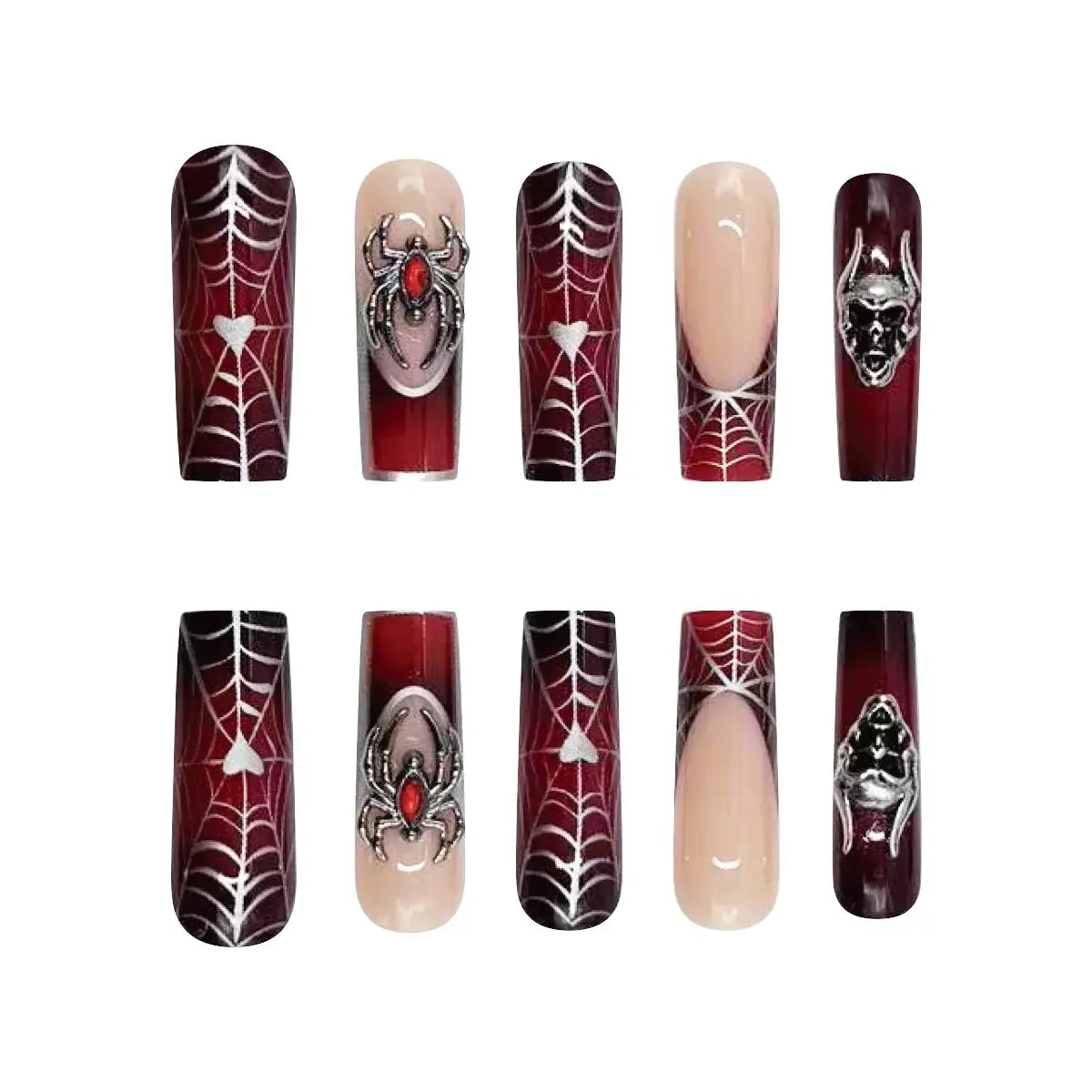 Dark Spell press-on nails on hand