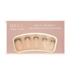 Champagne Veil press-on nails applied