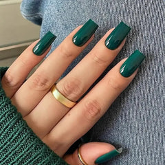 Emerald Veil square press-on nails