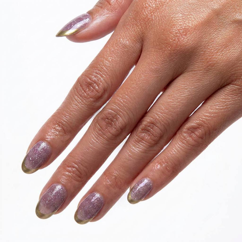 Golden Lavender almond press-on nails