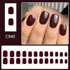 Espresso Luxe press-on nails on hand