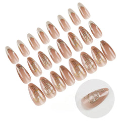 Golden Flutter press-on nails close-up
