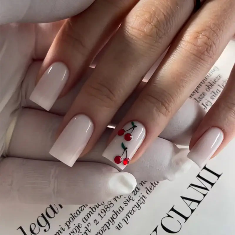 Sweet French square press-on nails