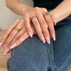Rosé Chrome almond press-on nails