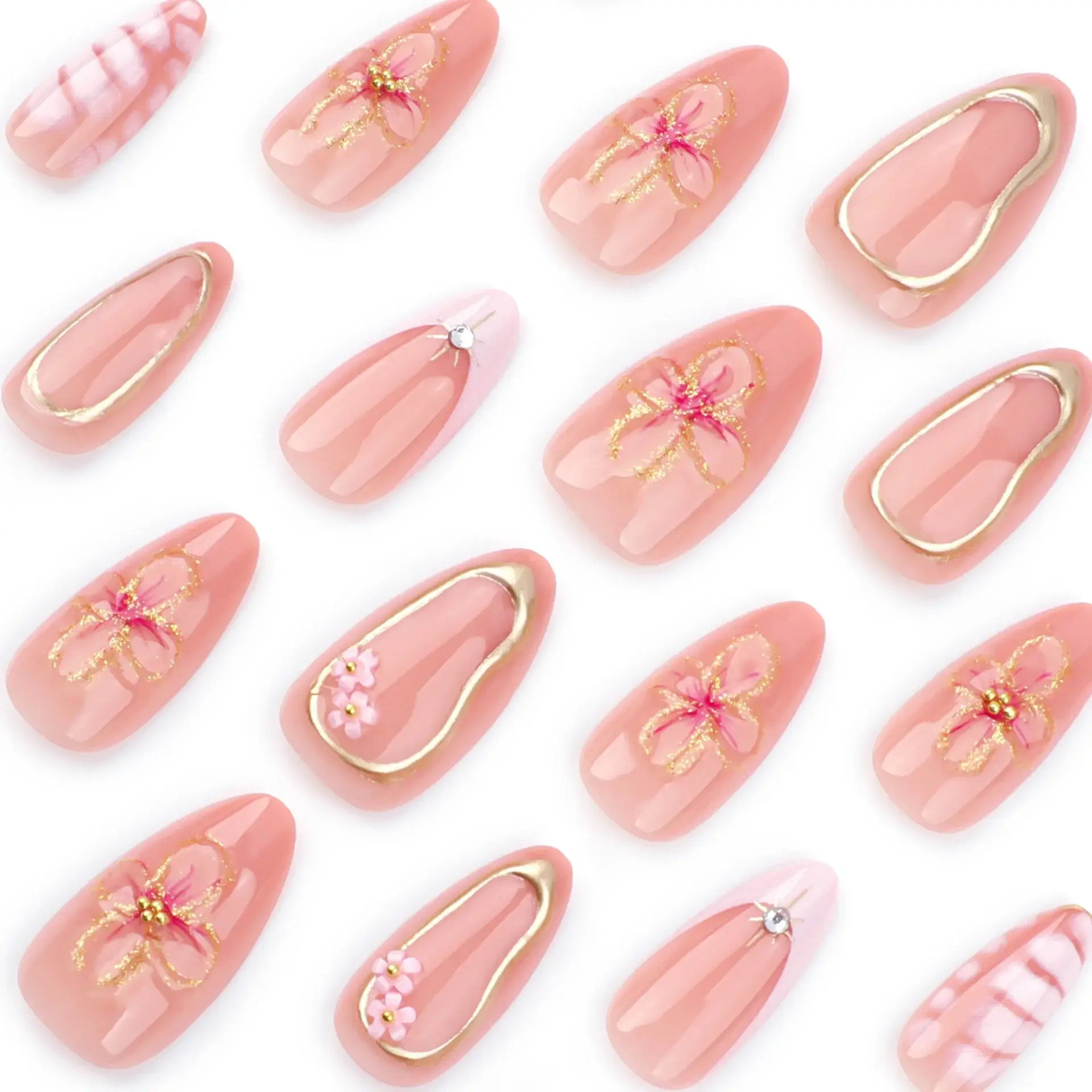 Golden Blush press-on nails close-up