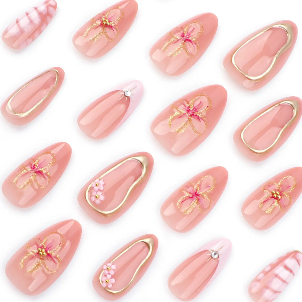 Golden Blush press-on nails close-up