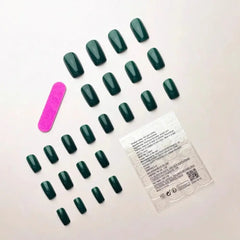 Emerald Veil press-on nails close-up