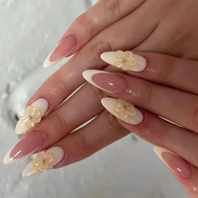 Peach Bloom almond press-on nails