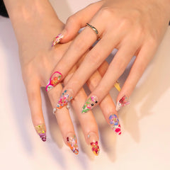 Bloom Escape press-on nails on hand