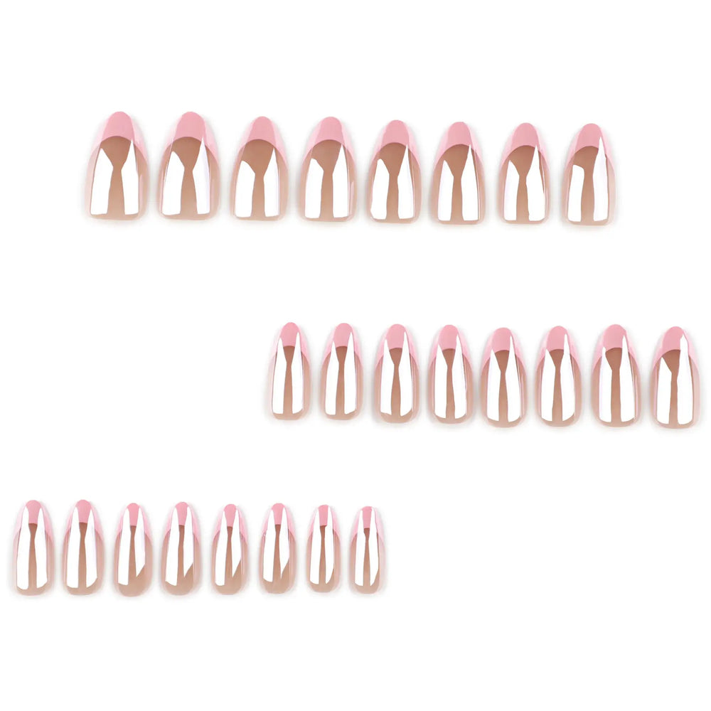 Rosé Chrome press-on nails close-up