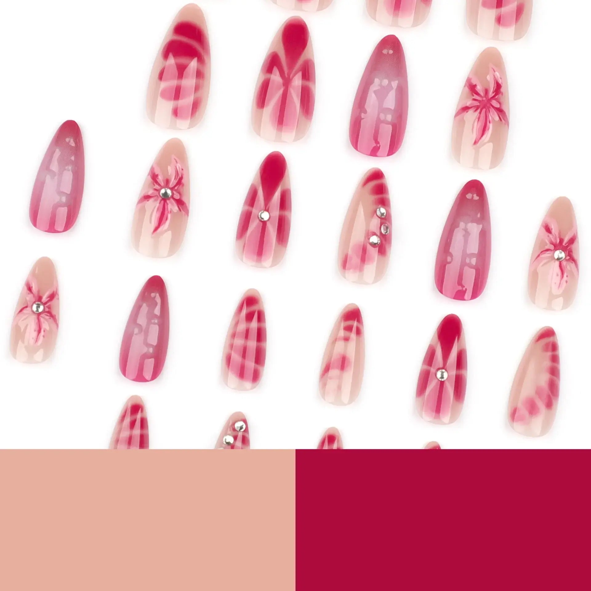 Blush Bloom press-on nails applied
