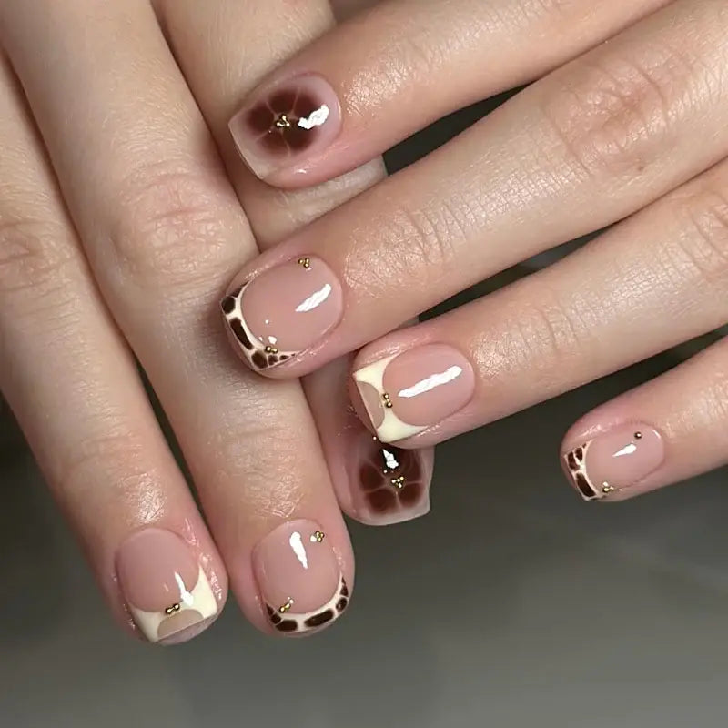 Golden Wild press-on nails close-up