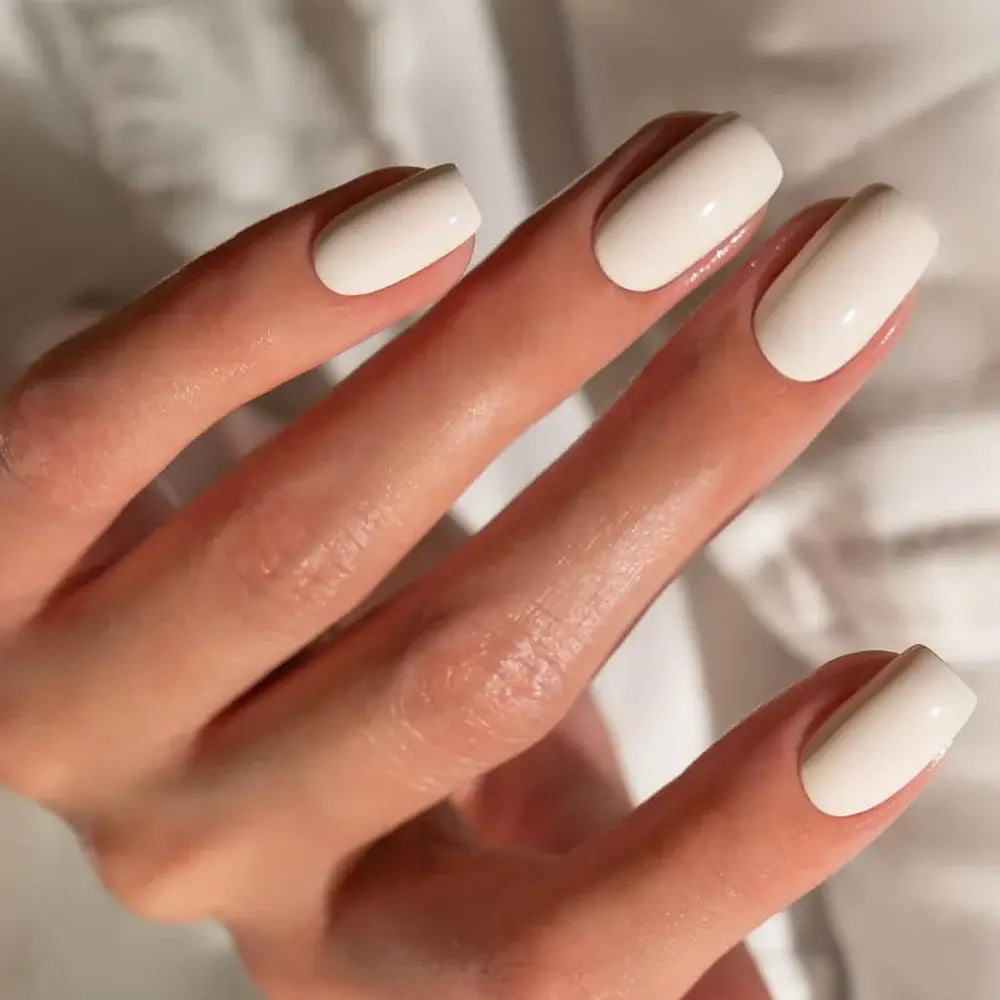 White Veil square press-on nails