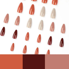 Autumn Glow press-on nails applied