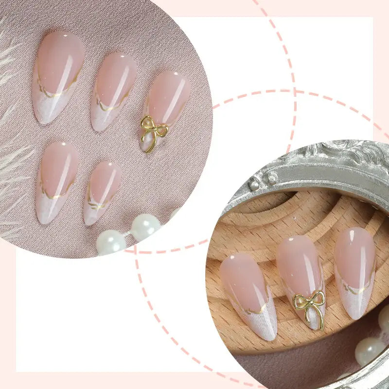 Golden Kiss press-on nails close-up